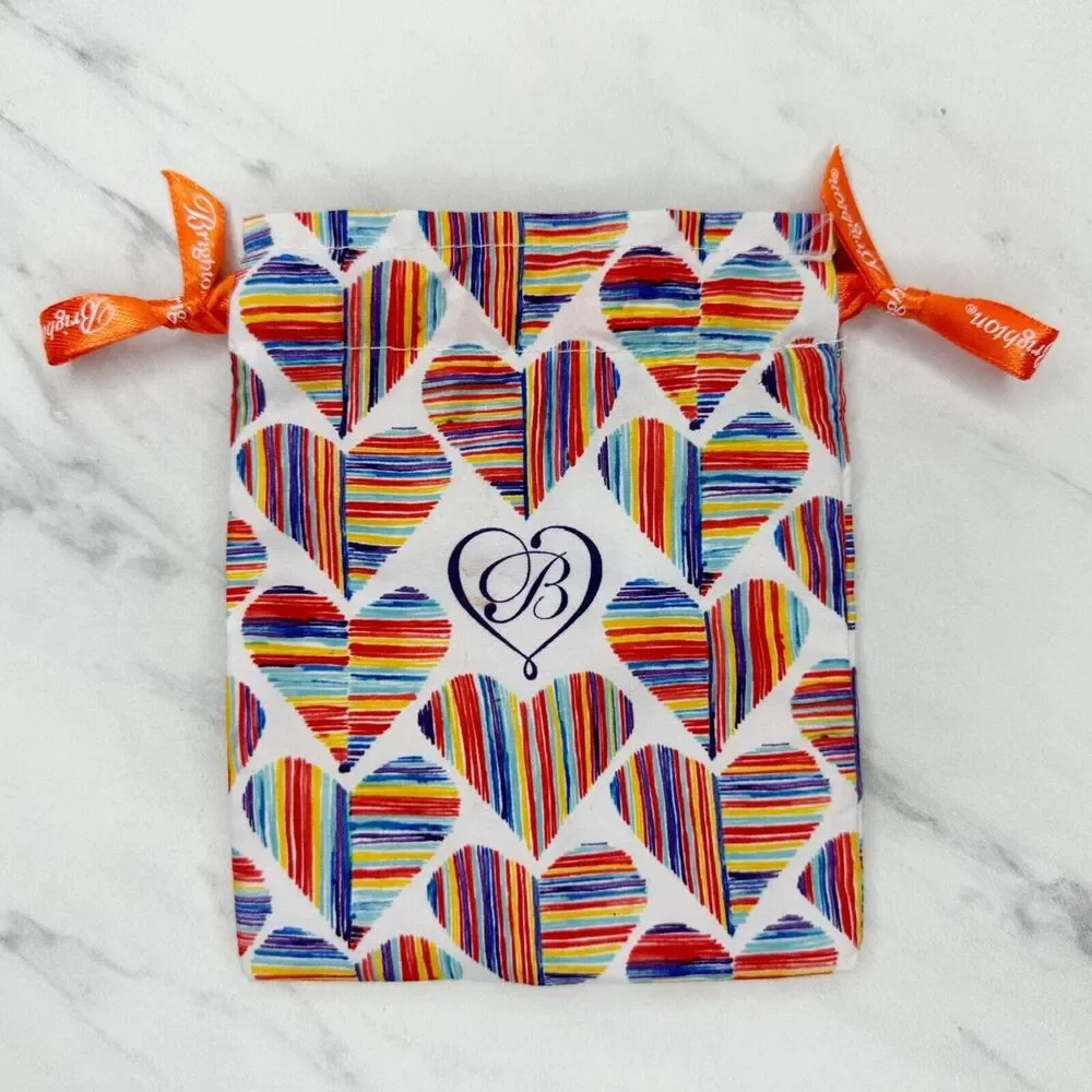 Brighton Rainbow Heart Dust Trinket Gift Drawstring Jewelry Bag Pouch